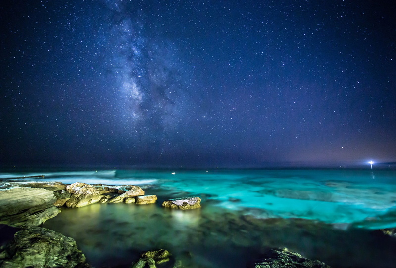 the stars, way, the Milky Way, 1080P, view, night sky, rocks, milky, stellar, sea