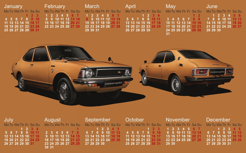 Toyota Corolla, numbers, 2K, calendar, brown background, car, month, coupe, 2021 (Year), Toyota