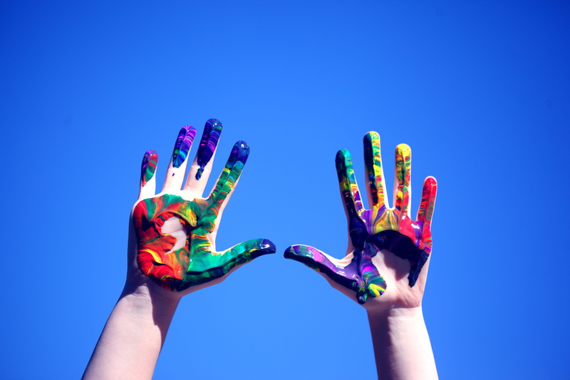 blue, women, lgbt, people, colourful, limb, person, human arm, two people, colorful, fingers, nature, arms raised, sky, multi colored, pride month, s, human finger