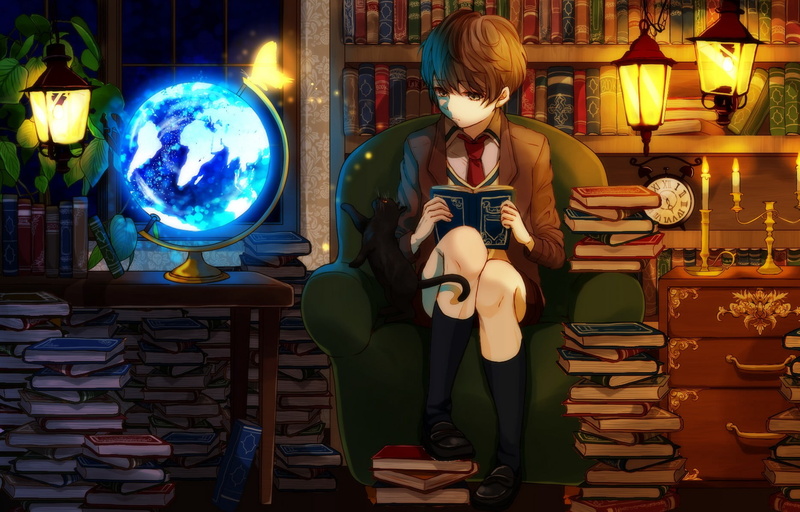 holding, front view, illuminated, real people, 720P, globes, standing, character, anime, indoors, jacket, looking, cat, wearing, brown, electric lamp