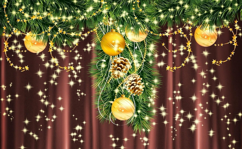 needles, christmas toys, cones, toys, 1080P, twinkling, holiday, branch, christmas