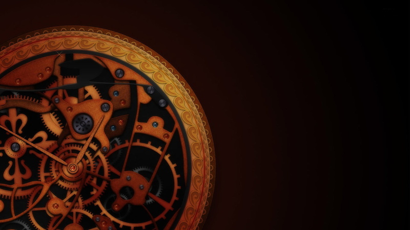antique, geometric shape, clockwork, gold, clock, black background, artwork, clock face, accuracy, circle, copy space, clocks, ornate, indoors, equipment