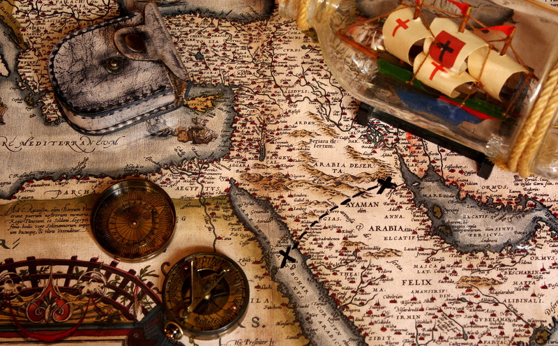 direction, treasure, ink, map, travel, treasures, directly above, macro, close-up, round, ink well, 4K, topography, obsolete, high angle view, history