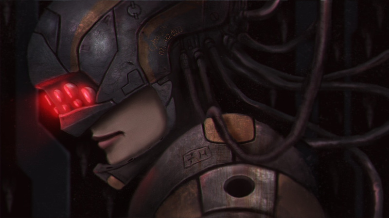 glowing eyes, futuristic, digital art, cyborg, 1080P, shield, dark, helmet, women, pipes, technology, face, artwork, fantasy art