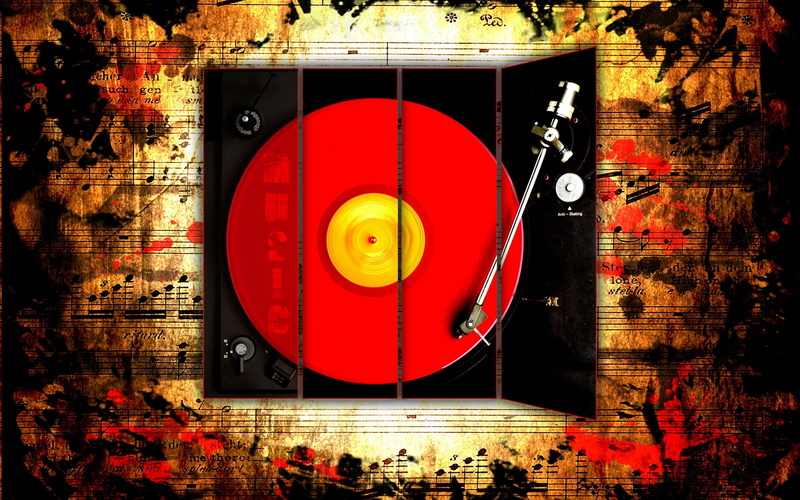 disc, remix, music, red, disco, 1080P, turntable
