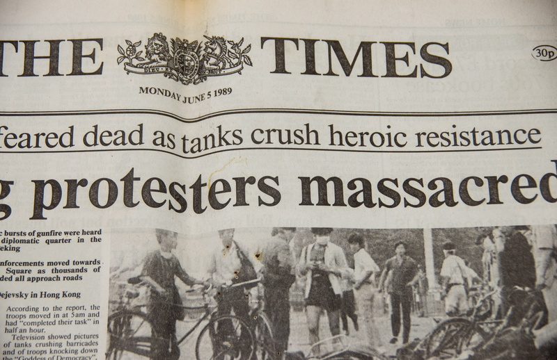 indoors, british, architecture, tiananmen, government, western script, close-up, times, front, Front, headline, nature, print, journalism, 1989, article
