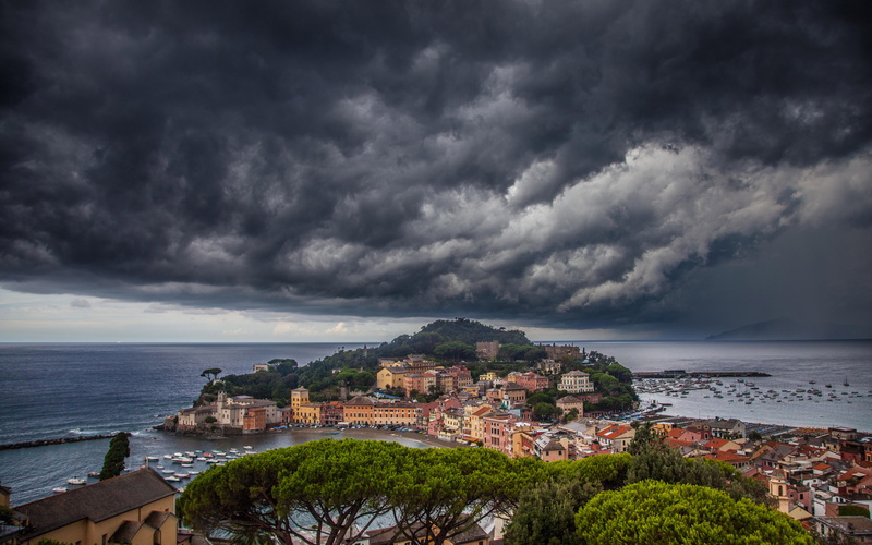 5K, levante, cityscape, sestri, sea, town, horizon over water, storm, building exterior, no people, nature, city, mediterranean, overcast, cloud - sky