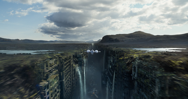 fighting, flight, science, 2K, technics, action, futuristic, city, 1oblivion, apocalyptic, sci-fi, cruise, waterfall, spaceship, oblivion