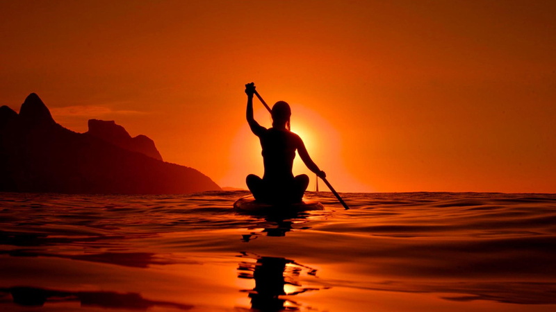 surf, surfer, sunset, sea, 1080P, nature