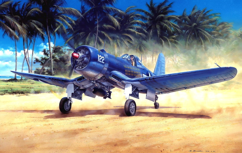 piston, 1080P, painting, WW2, Chance Vought, fighter, US NAVY, USMC, F4U-1A Corsair