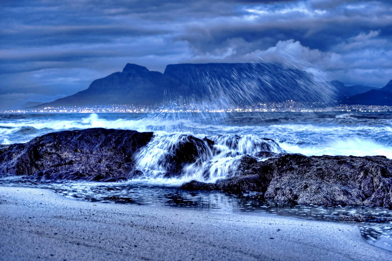 cape, mountain, africa, 4K, south, town, waves