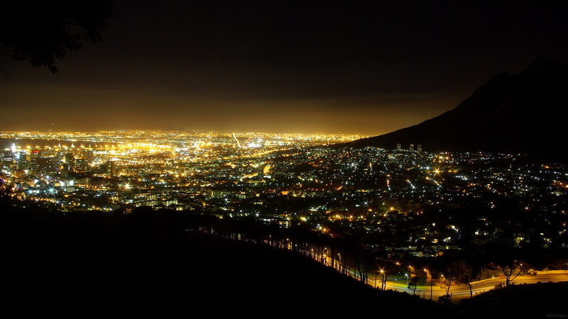 South Africa, night, cityscape, lights, Cape Town, 1080P