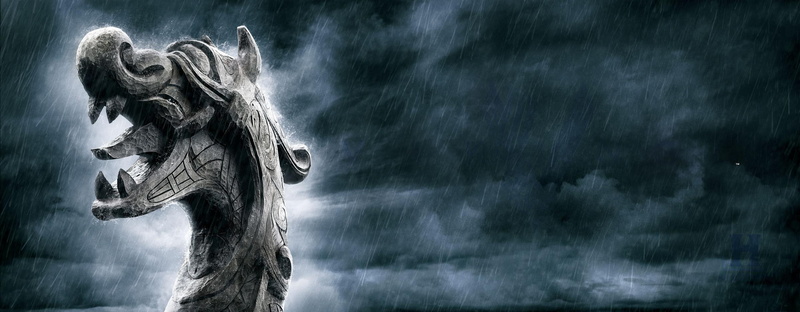 rain, teeth, gray, statue, vikings, tongue, head, concrete, 2K, dragon, drakkar