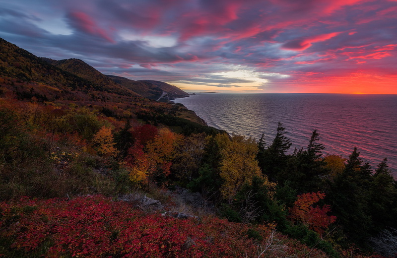 Nova Scotia, Cape Breton Island, Gulf of Saint Lawrence, 1080P, coast, The Island Of Cape Breton, the ocean, sunset, The Gulf Of St. Lawrence, Canada