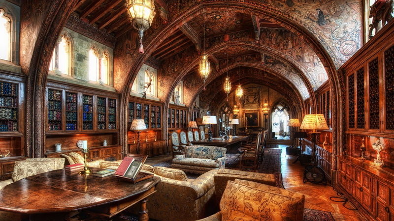 ceiling, indoors, wooden, illuminated, window, building, HDR, built structure, wood - material, seat, medieval, side, brown, no people, restaurant, table