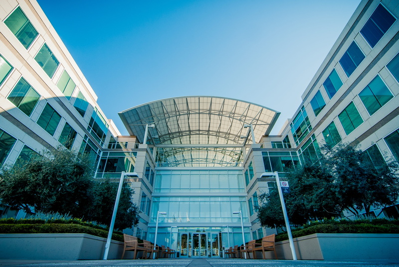 built structure, day, infinite loop 1, travel destinations, united states, reflection, sky, building, apple, office building exterior, architecture, city