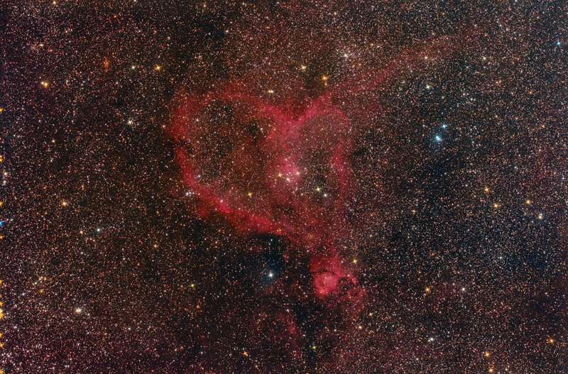 astronomy, milky way, nature, beauty in nature, awe, galaxy, red, night, in the constellation Cassiopeia, Heart, 4K, star - space, globular star cluster