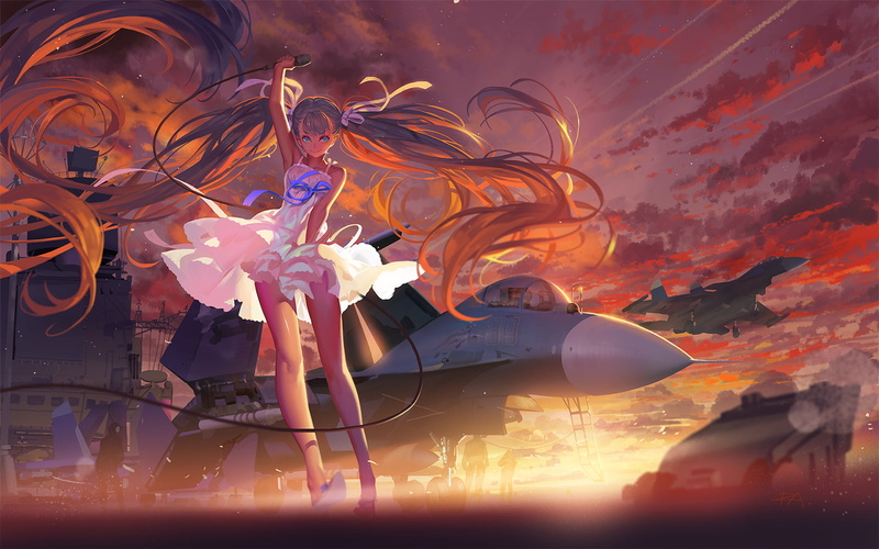 group of animals, orange color, 720P, military, animal wildlife, animal, Vocaloid, jet fighter, dress, women with planes, representation, nature, Sukhoi