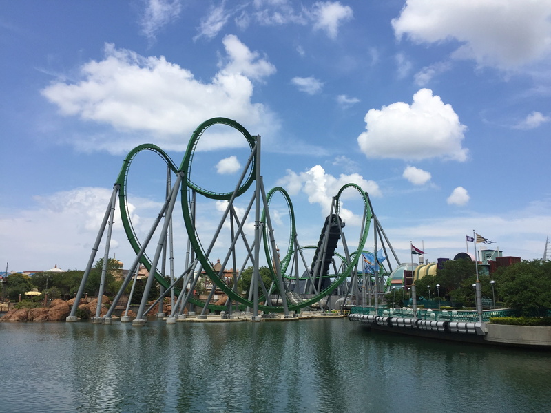 high, ride, speed, bridge, entertainment, motion, no people, roller, cloud - sky, Universal, fast, built structure, outdoor, adventure, vacation, park