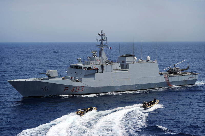 military ship, water, navy, Italian Navy, motion, outdoors, corvette, Saar, Comandante Foscari, mode of transportation, Germany, 4K, military training