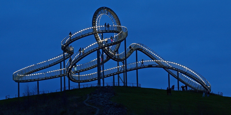 looping, amusement park, anger park, nature, travel, tourism, sculpture, anger hausen, amusement park ride, 2K, bridge, stairs, landmark, duisburg, artwork
