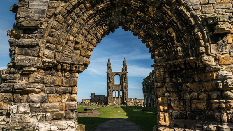 St Andrews Cathedral, architecture, arch, St Andrews, Scotland, 1080P