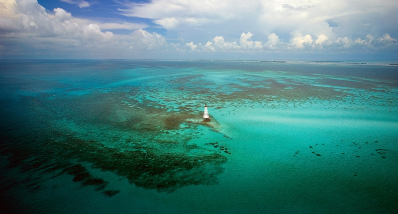 water, coral, landscape, vacations, human limb, day, lighthouse, cloud - sky, sea, Florida, holiday, tranquility, beauty in nature, one person, nature