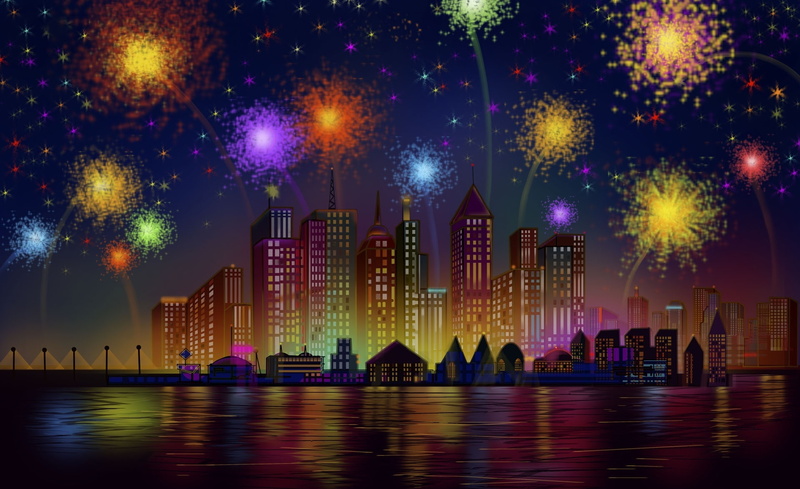 office building exterior, multi colored, water, fourth of july, event, july 4, waterfront, illuminated, us independence day, Fireworks, building exterior