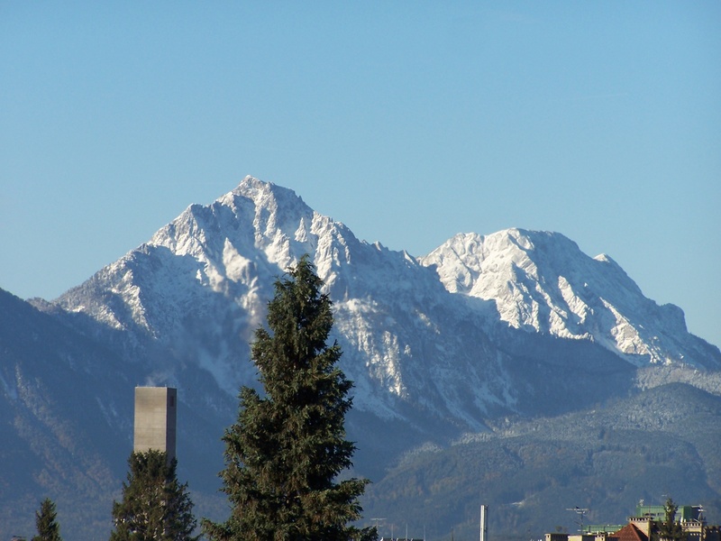 snowfall, snowcapped mountain, sunny day, day, panorama, cold temperature, 1080P, copy space, tree, scenics - nature, clear sky, tranquil scene, mountain