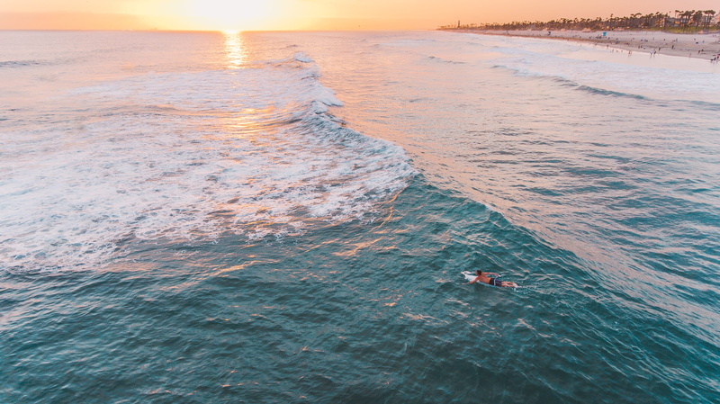 people, aerial, sunset, board, shorts, holiday, aquatic sport, ocean, part, beauty in nature, wave, scenics - nature, 4K, blue, outdoors, phantom 4, swimming
