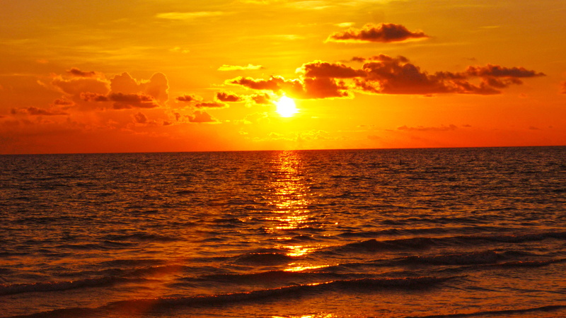 beach, florida, horizon over water, sky, outdoors, romantic sky, 4K, st petes beach, sunset, water, cloud - sky, tranquil scene, nature, reflection, seascape