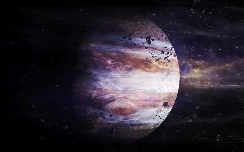 white, debris, planet, hd, 2K, space, jupiter, pink