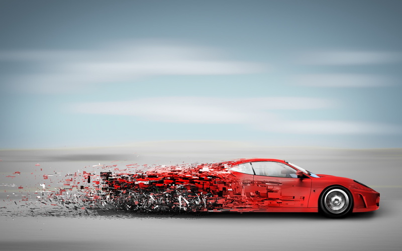 Sports, Car, Red, Running, 2K, Speed, Creative, High, Debris