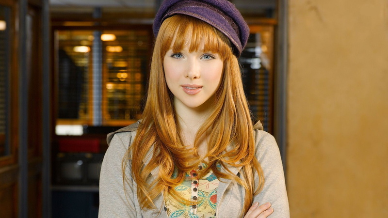 indoors, cap, young Adult, blue eyes, cardiga, casual Clothing, looking At Camera, beauty, women, people, headshot, hat, Molly Quinn, front view, long Hair