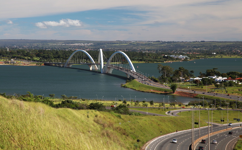 arch, mode of transportation, juscelino, Brazil, cloud - sky, river, grass, kubitschek, city, sky, bridge - man made structure, building exterior, 5K