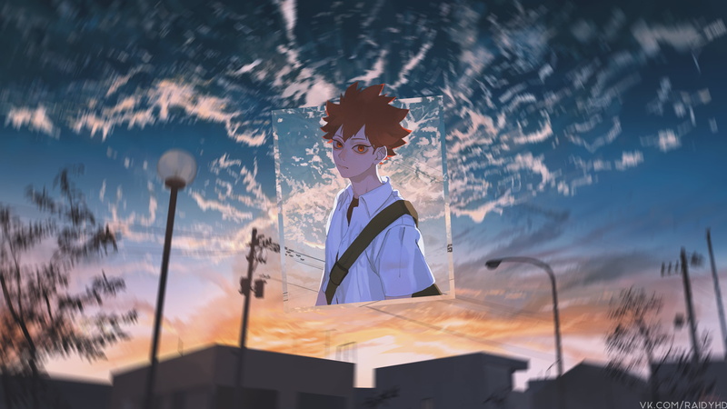 anime, Hinata Shouyou, 4K, picture-in-picture, anime boys, sky