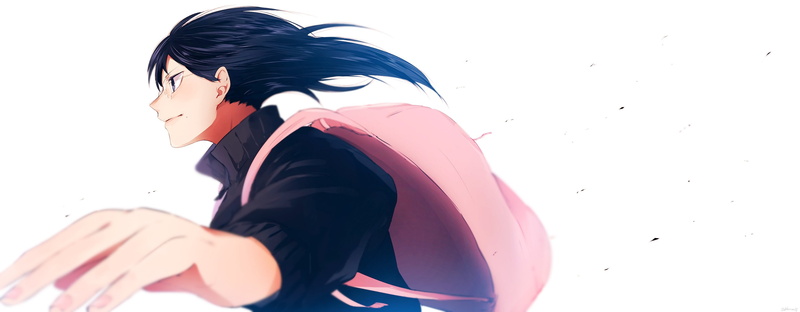 running, black, flowing, jacket, shimizu, haikyuu!!, kiyoko, hair, 2K