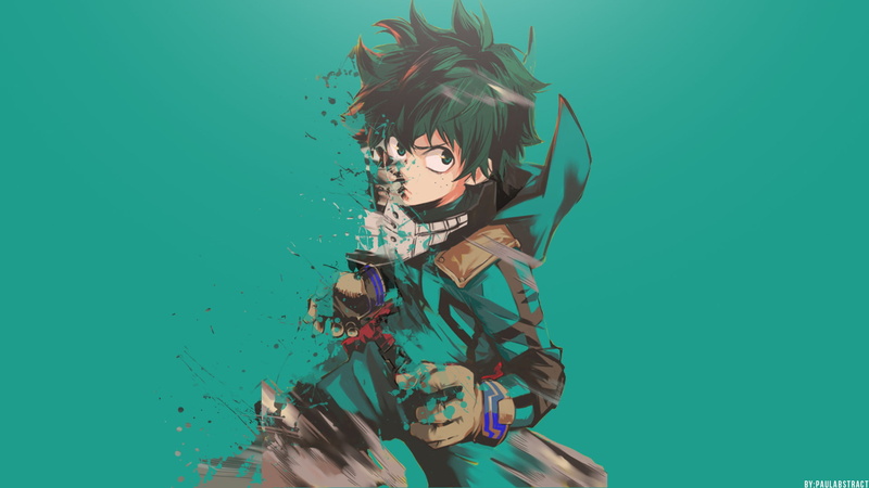 green hair, digital art, 1080P, Boku no Hero Academia, Midoriya Izuku, artwork, anime