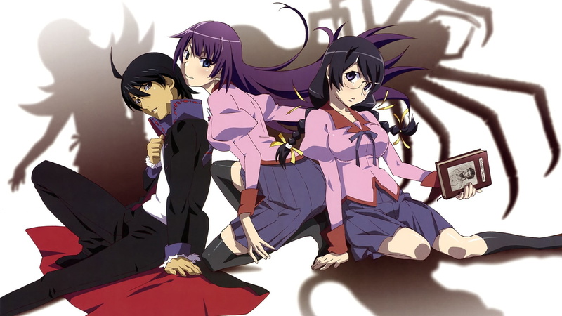1080P, anime girls, Araragi Koyomi, Senjougahara Hitagi, Hanekawa Tsubasa, Monogatari Series