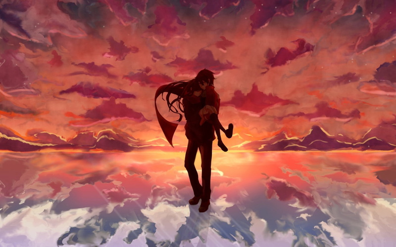 vacations, kagerou project, real people, leisure activity, young Adult, full length, nature, young women, orange Color, silhouette, kisaragi shintaro, black