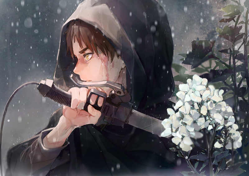 shingeki no kyojin, nature, adult, raining, flowering plant, rain, lifestyles, one person, Anime, flower, portrait, snowing, women, wet, females, teenager