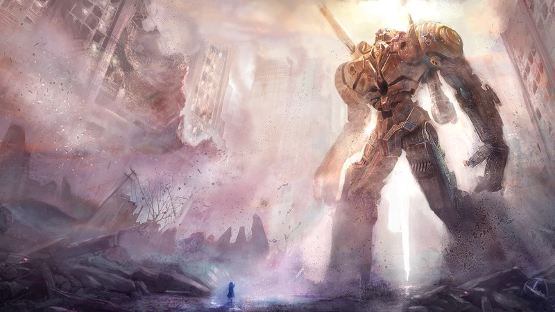 drawing, giant, rubble, pacific, robot, jaeger, movies, rim, girl, 720P, hd