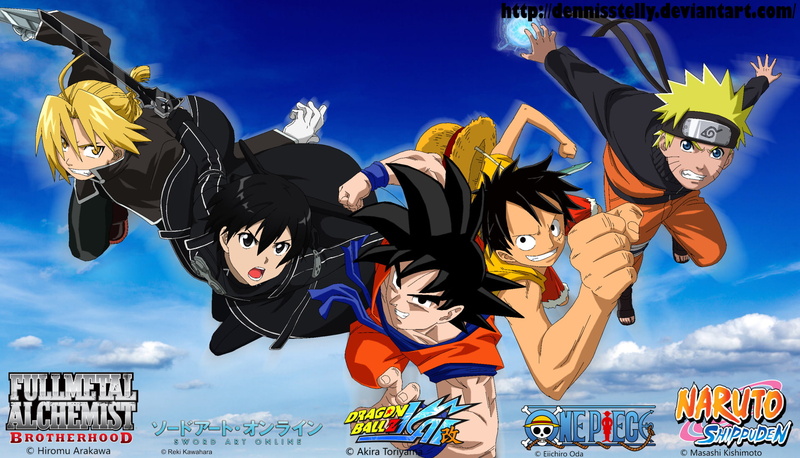 Kirito (Sword Art Online), Anime, 1080P, One Piece, Crossover, Goku, Naruto Uzumaki, Dragon Ball, Sword Art Online, Kazuto Kirigaya, Naruto, Monkey D. Luffy
