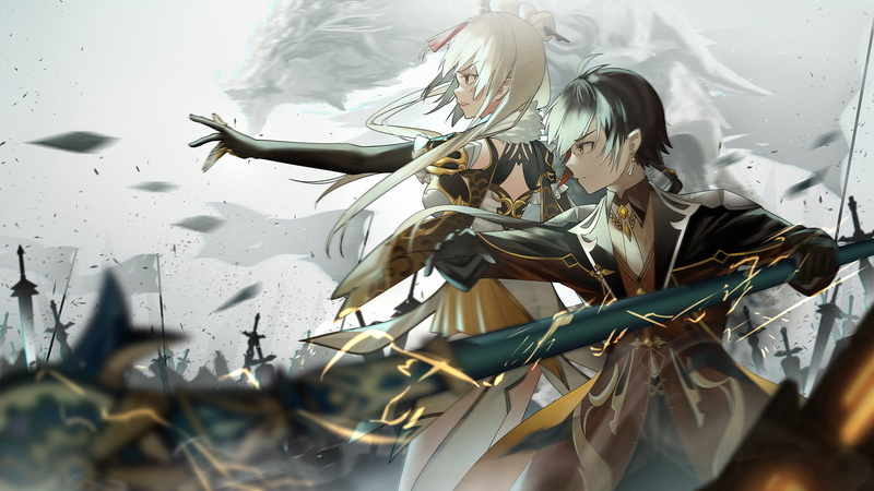 Ningguang (Genshin Impact), anime girls, Genshin Impact, Zhongli (Genshin Impact), 1080P