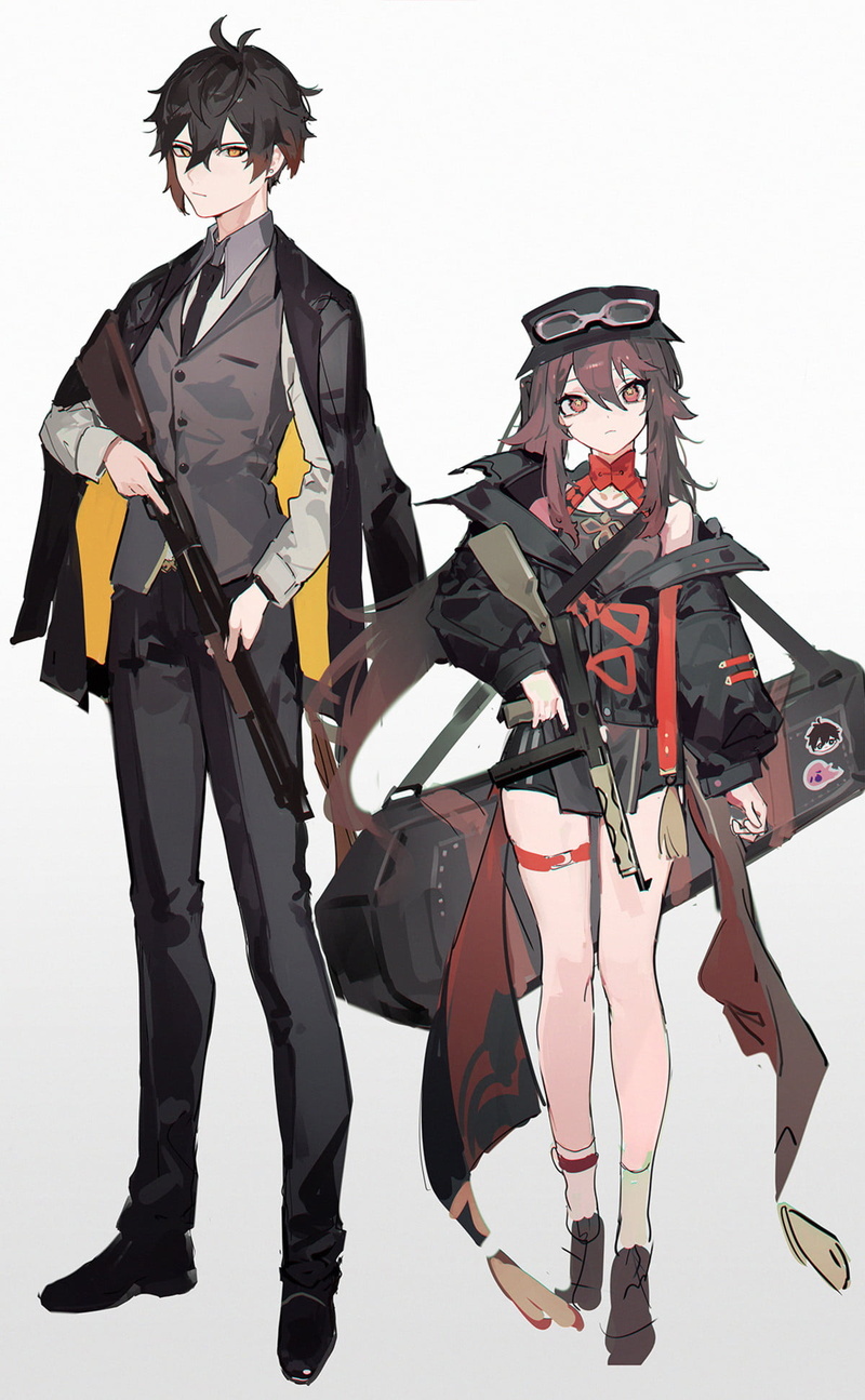 Genshin Impact, 1080P, anime girls eating, Zhongli (Genshin Impact), Hutao(Genshin Impact)