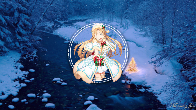 2K, forest, Christmas ornaments, Sao fatal bullet, trees, river, 2D, presents, Sword Art Online, Sword Art Online Alternative: Gun Gale Online, anime