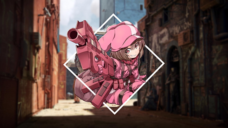 Japan, planet, picture-in-picture, anime girls, anime, 1080P, Sword Art Online Alternative: Gun Gale Online, landscape