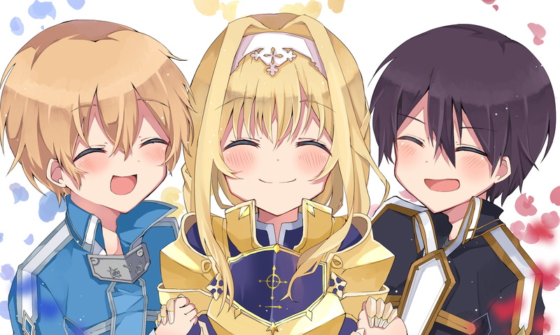 SwordArtOnline, anime girls, Kirito (Sword Art Online), Asuna (Sword Art Online), 2K