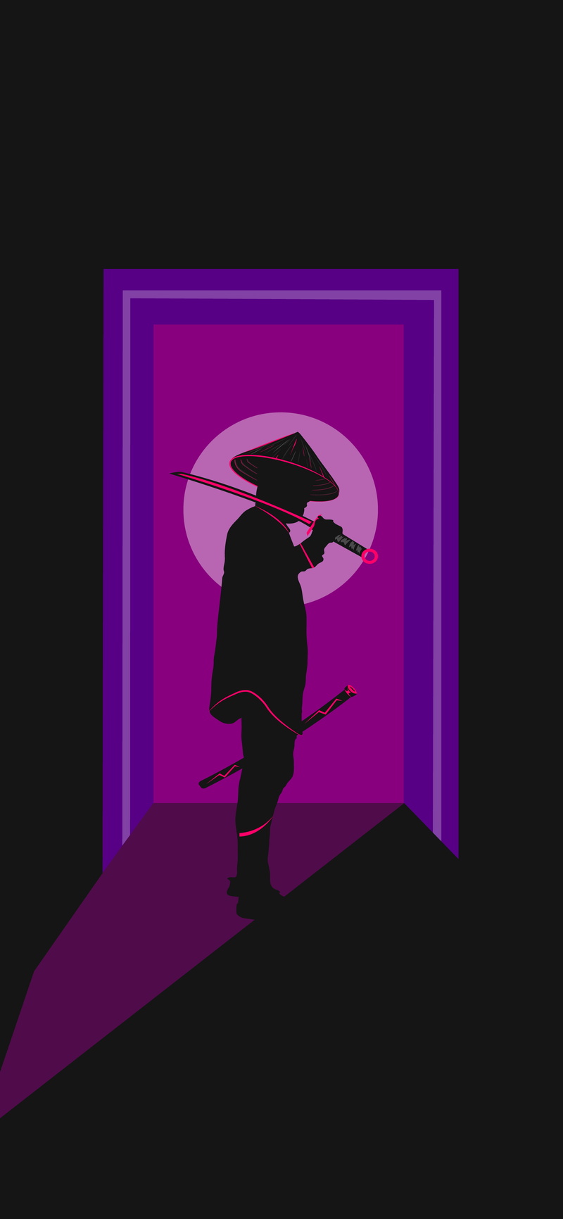 neon, samurai, Ronin, dark background, 5K, pink, SwordArtOnline, antographics, neon glow, dark