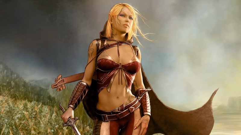 hd, 1080P, women, drawings, abstract, fantasy, art, bard, fantasy art, x, elves